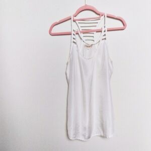 Lost April Neutral Minimalist 100% Silk Sleeveless Shell Blouse Size Small